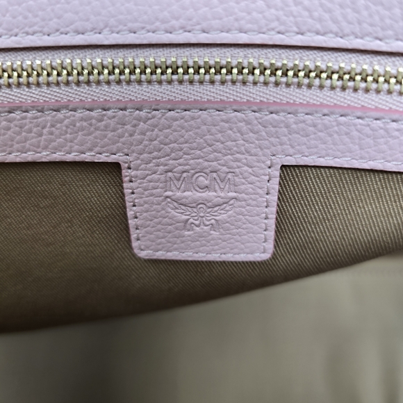 MCM Powder Pink Canvas Leather Visetos PORTUNA Shopper Purse Tote - Picture 7 of 8